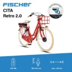 FISCHER E-Bike Pedelec City Cita Retro 2.0, Rahmenhöhe 48 cm, 28 Zoll, Akku 418 Wh, – Bild 3