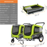 Tiggo VS Pet Large Hundefahrradanhänger + Jogger 2 in 1 Hundeanhänger Hundetransporter Fahrradanhänger – Bild 4