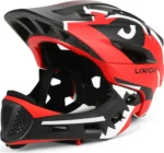 Lixada Fahrradhelm, Kinderhelm, Fahrradhelm Jungen Mädchen, Sporthelm, Rollschuhhelm, Umschaltbarer Halbhelm, Schutzhelm, Rot, Krokodil-Stil