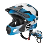 ROCKBROS Fahrrad Kinderhelm, Integriert Fahrradhelm, Jugend, Blau schwarz weiß, M (54-57cm)