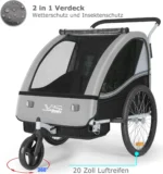 Tiggo VS 2 Kinderanhänger Fahrradanhänger 360° Drehbar 2in1 Joggerfunktion Kinderfahrradanhänger + 5-Punkt Sicherheitsgurt Jogger – Bild 2